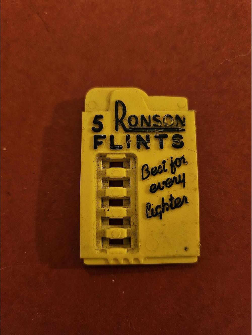 VINTAGE Ronson 5 Flints Dispenser Case EMPTY -Advertising collectible